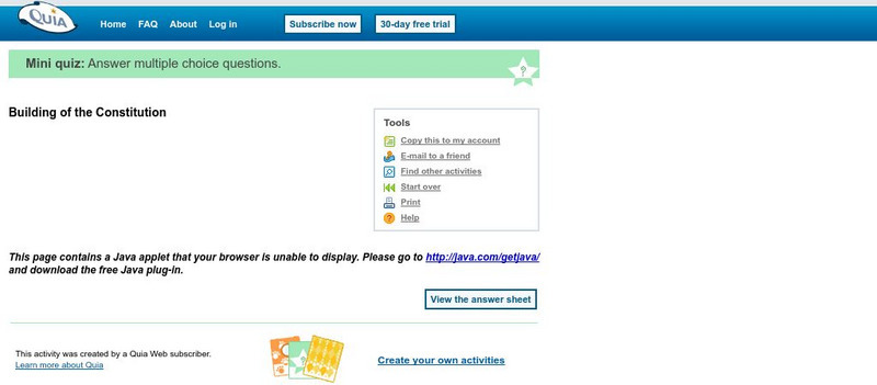 Quia: Building of the Constitution Unknown Type Quia: Building of the Constitution Unknown Type