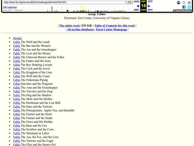 University of Virginia: Aesop's Fables eBook University of Virginia: Aesop's Fables eBook