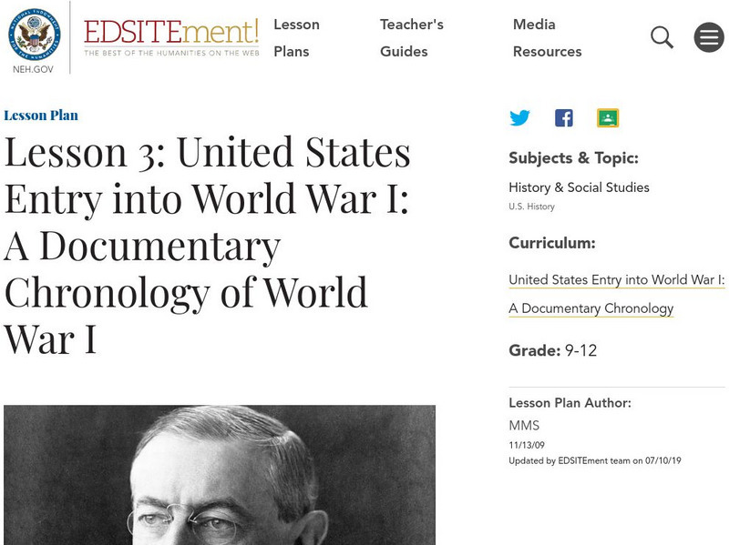 Neh: Edsit Ement: u.s. Entry Into World War 1: Curriculum Unit Lesson Plan Neh: Edsit Ement: u.s. Entry Into World War 1: Curriculum Unit Lesson Plan