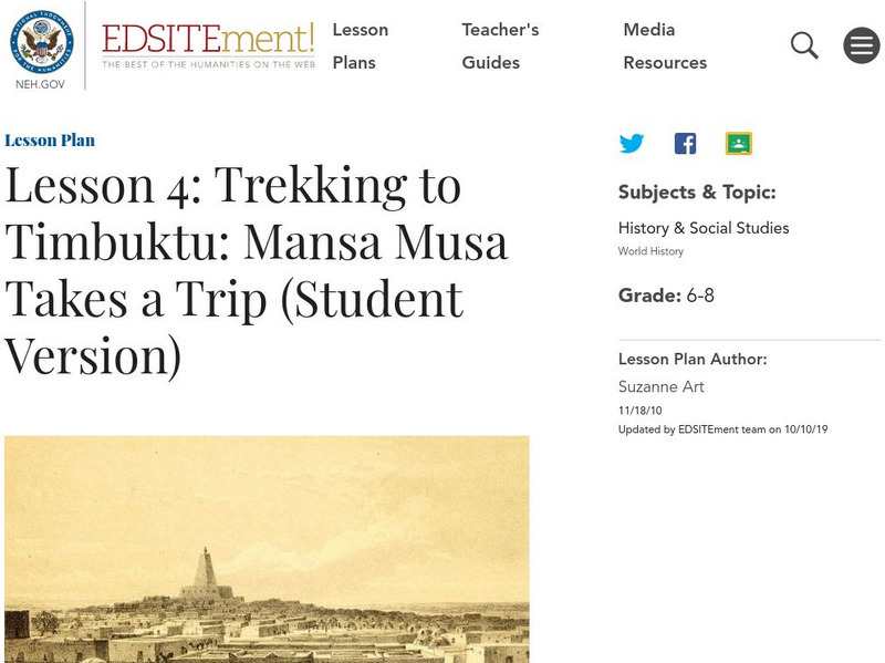 Neh: Edsit Ement: Trekking to Timbuktu: Mansa Musa Takes a Trip Lesson Plan Neh: Edsit Ement: Trekking to Timbuktu: Mansa Musa Takes a Trip Lesson Plan