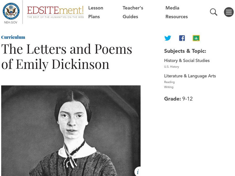 Neh: Edsit Ement: Letters From Emily Dickinson Lesson Plan Neh: Edsit Ement: Letters From Emily Dickinson Lesson Plan