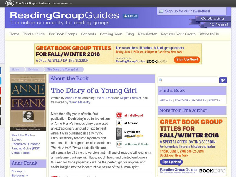 Random House Reading Group Guide: Anne Frank Unit Plan Random House Reading Group Guide: Anne Frank Unit Plan