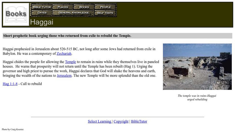 Bible Tutor: Haggai Handout Bible Tutor: Haggai Handout