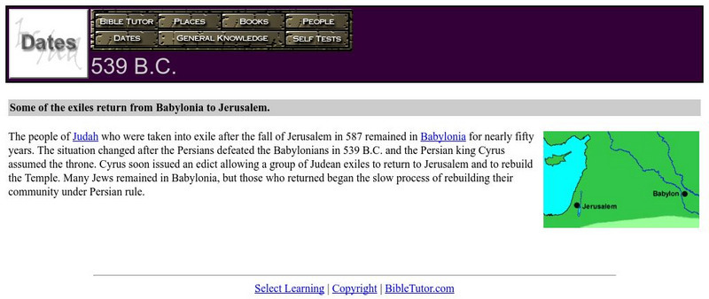 Bible Tutor: 539 Bc Handout Bible Tutor: 539 Bc Handout