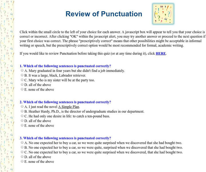 Guide to Grammar and Writing: Review of Punctuation Unknown Type Guide to Grammar and Writing: Review of Punctuation Unknown Type