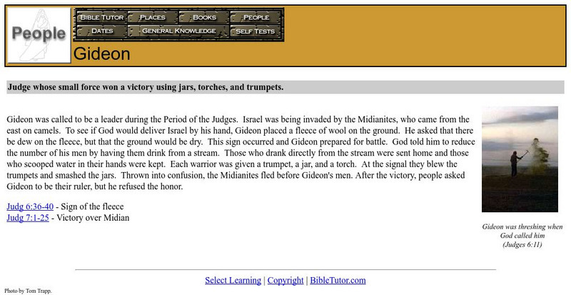Bible Tutor: Gideon Handout Bible Tutor: Gideon Handout