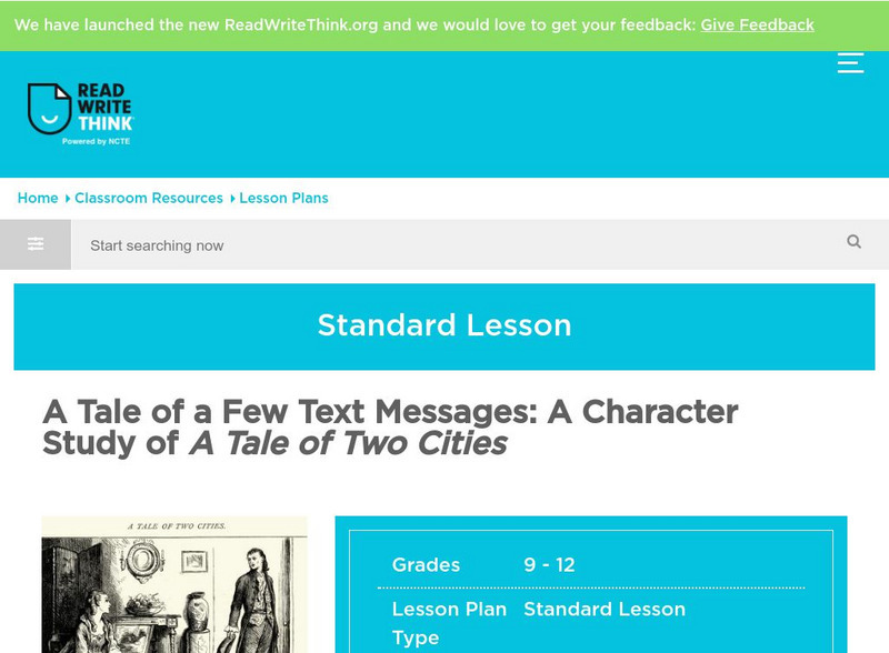 Read Write Think: Tale of Text Messages: A Character Study of a Tale of Two Cities Lesson Plan Read Write Think: Tale of Text Messages: A Character Study of a Tale of Two Cities Lesson Plan