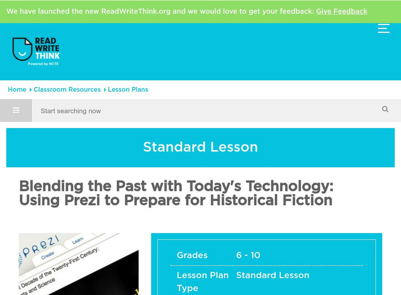 Read Write Think: The Past With Today's Technology:prezi for Historical Fiction Lesson Plan Read Write Think: The Past With Today's Technology:prezi for Historical Fiction Lesson Plan
