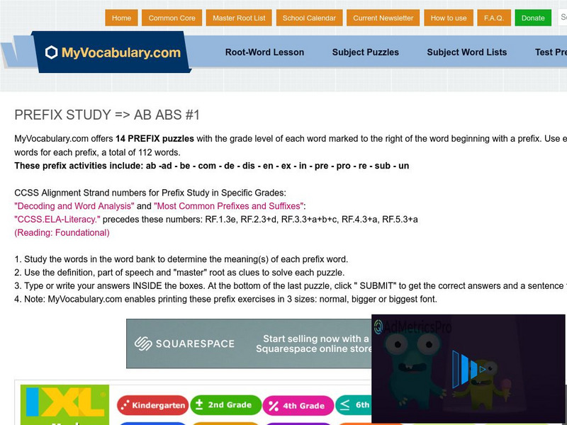 My vocabulary.com: Prefix Study: Ab Abs #1 Lesson Plan My vocabulary.com: Prefix Study: Ab Abs #1 Lesson Plan