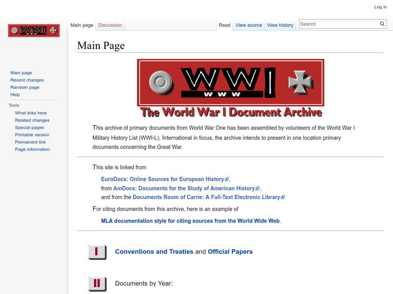 The World War I Document Archive Handout The World War I Document Archive Handout