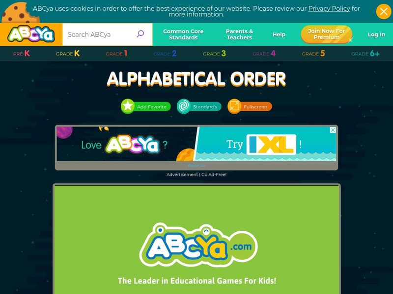 Ab Cya: Alphabet Order Interactive Ab Cya: Alphabet Order Interactive