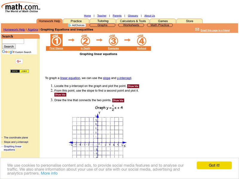 Math.com: Algebra: Graphing Linear Equations Unit Plan Math.com: Algebra: Graphing Linear Equations Unit Plan