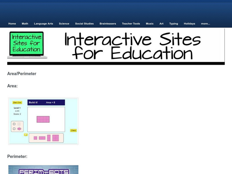 Area/perimeter Interactive Learning Sites for Education Interactive