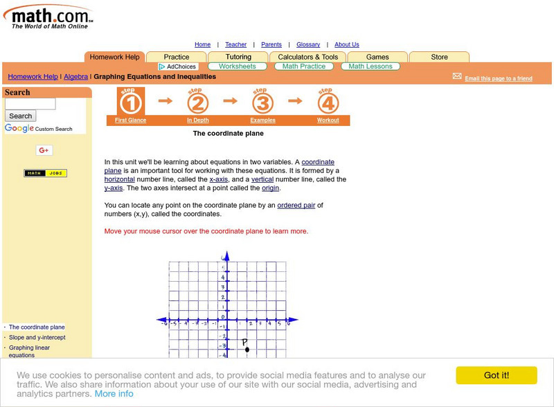 Math.com: Graphing Equations and Inequalities: The Coordinate Plane Unit Plan