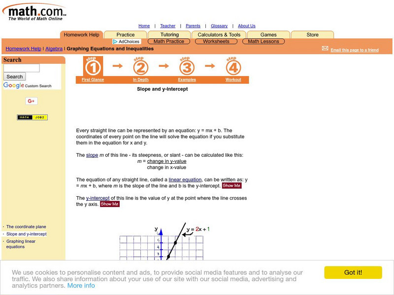 Math.com: Graphing Equations and Inequalities: Slope and Y Intercept Unit Plan Math.com: Graphing Equations and Inequalities: Slope and Y Intercept Unit Plan