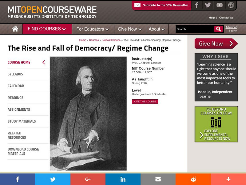 Mit: Open Course Ware: The Rise and Fall of Democracy/regime Change Online Course Mit: Open Course Ware: The Rise and Fall of Democracy/regime Change Online Course