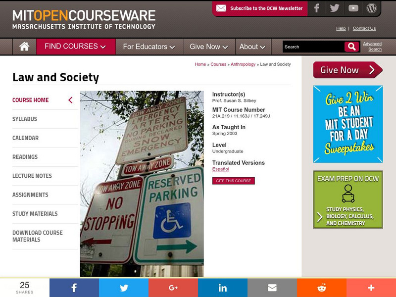 Mit: Open Course Ware: Law and Society Online Course