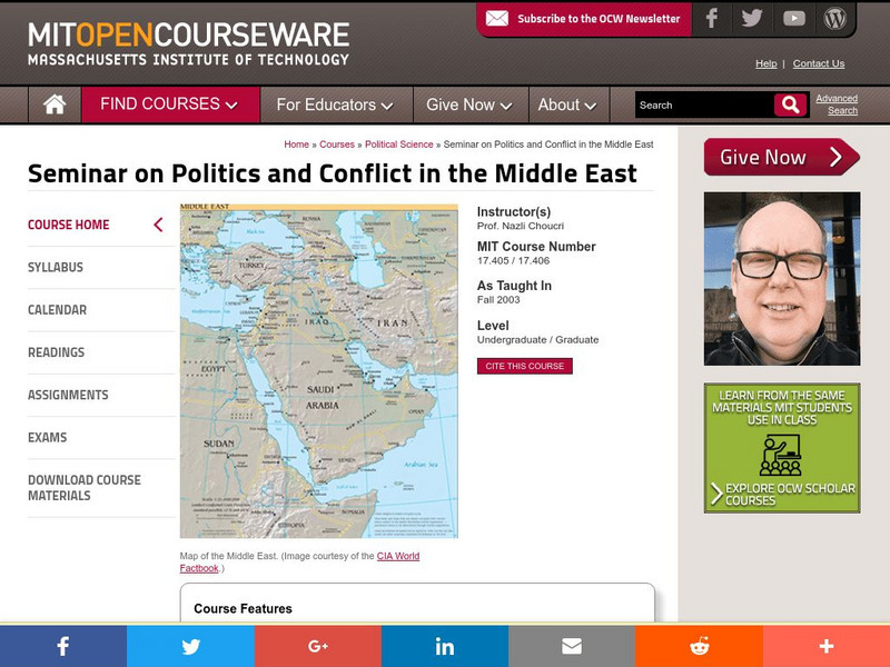 Mit: Open Course Ware: Seminar on Politics and Conflict in the Middle East Online Course Mit: Open Course Ware: Seminar on Politics and Conflict in the Middle East Online Course