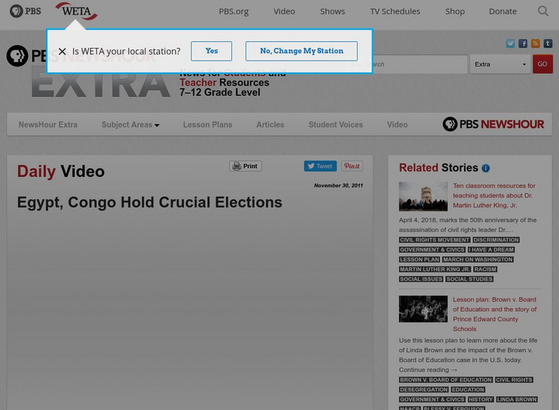 Pbs Newshour Extra: Historic Changes in Egypt: Lessons in Democracy Instructional Video