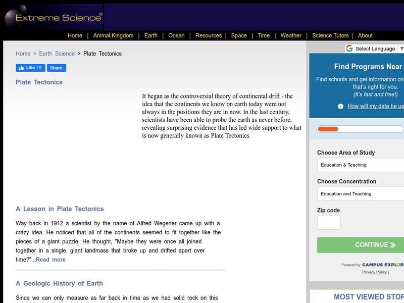 Extreme Science: A Lesson in Plate Tectonics Website Extreme Science: A Lesson in Plate Tectonics Website