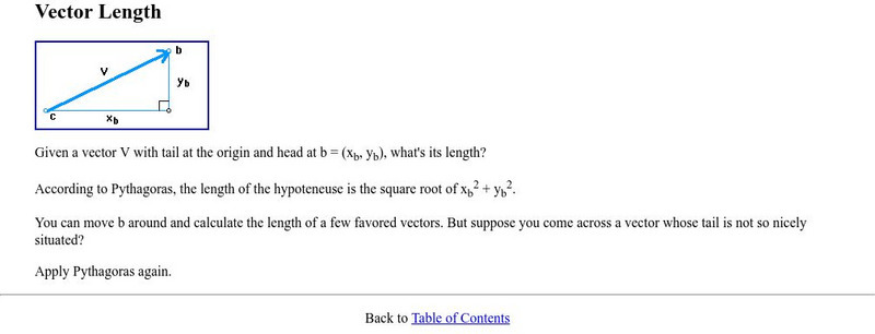 The Math Forum: Vector Length Handout The Math Forum: Vector Length Handout