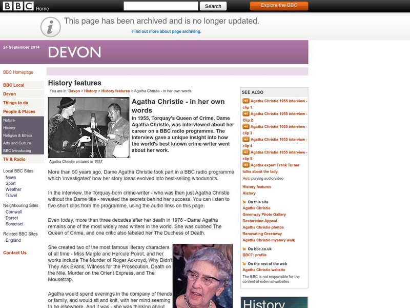 Bb Ci: Audio Interviews With Agatha Christie Website Bb Ci: Audio Interviews With Agatha Christie Website