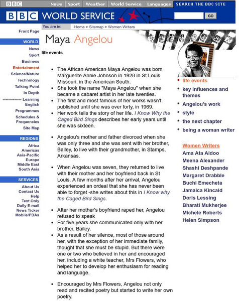 Bbc Four Audio Interviews: Maya Angelou Website Bbc Four Audio Interviews: Maya Angelou Website