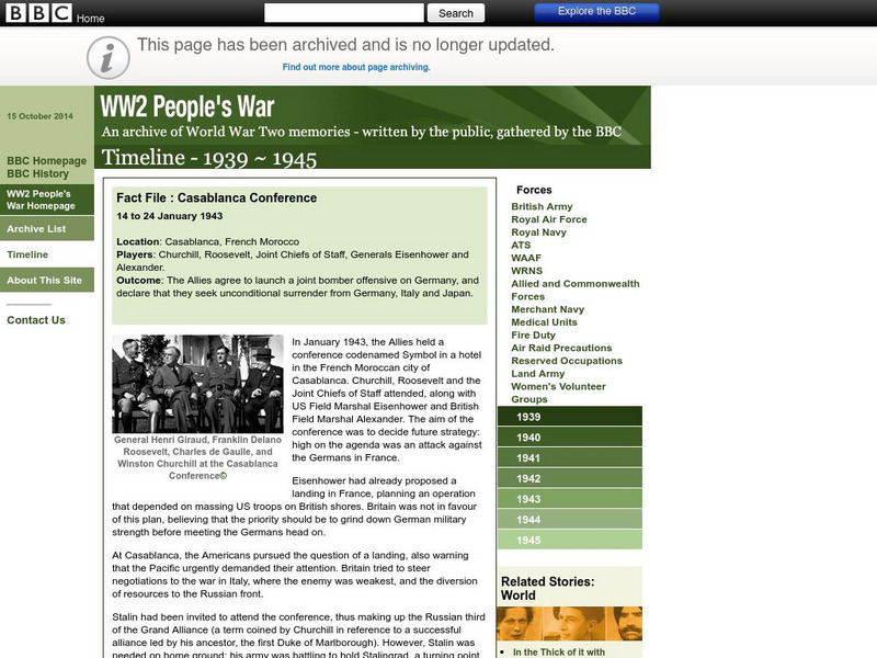 Bbc Ww2 People's War: Casablanca Conference 14 24 January 1943 Website Bbc Ww2 People's War: Casablanca Conference 14 24 January 1943 Website