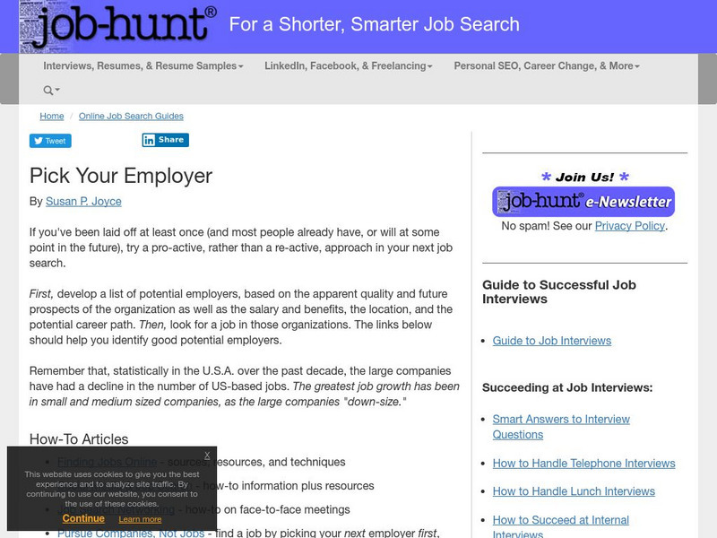 Job Hunt: Pick Your Employer Website
