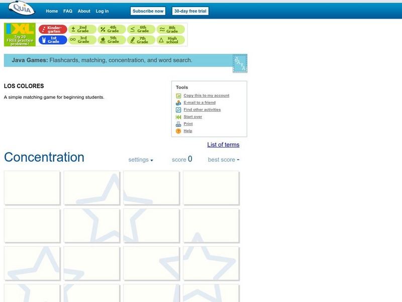 Quia: Spanish Color Los Colores Names Concentration Interactive Quia: Spanish Color Los Colores Names Concentration Interactive