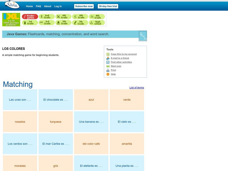 Quia: Spanish Color Los Colores Names Matching Interactive Quia: Spanish Color Los Colores Names Matching Interactive