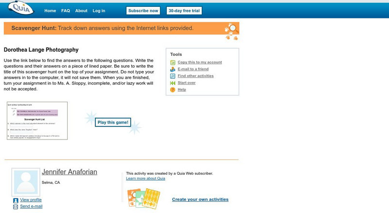 Quia: Dorothea Lange Photography Interactive
