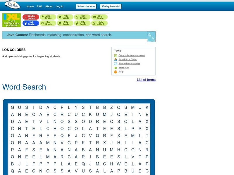 Quia: Spanish Color Los Colores Names Word Search Interactive Quia: Spanish Color Los Colores Names Word Search Interactive