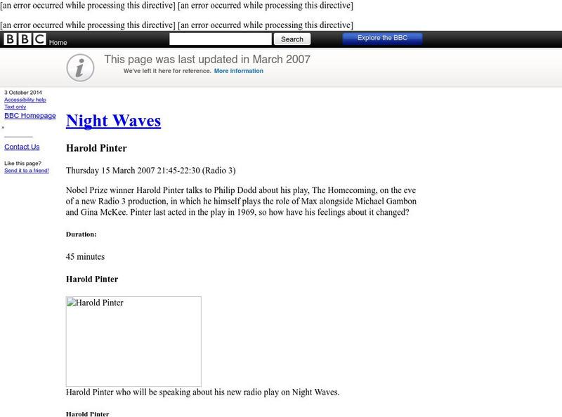 Bbc Four: Audio Interview: Harold Pinter Primary