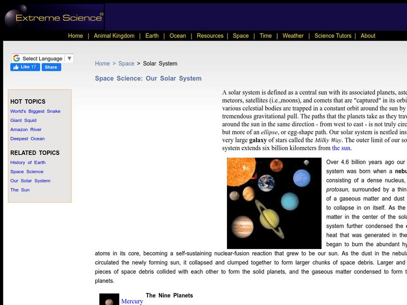 Extreme Science: Space Science: Our Solar System Website Extreme Science: Space Science: Our Solar System Website