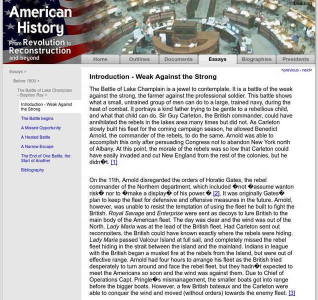 American History: Essays: The Battle of Lake Champlain Activity