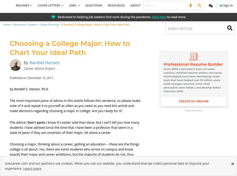 Quintessential Careers: Choosing a College Major: How to Chart Your Ideal Path Activity Quintessential Careers: Choosing a College Major: How to Chart Your Ideal Path Activity