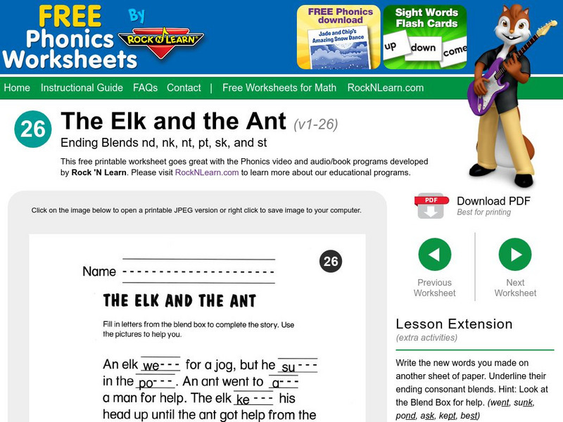 Rock 'N Learn: The Elk and the Ant: Ending Blends Nd, Nk, Nt, Pt, Sk, and St Unknown Type Rock 'N Learn: The Elk and the Ant: Ending Blends Nd, Nk, Nt, Pt, Sk, and St Unknown Type
