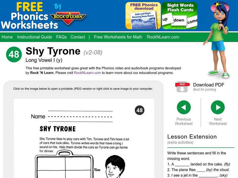 Rock 'N Learn: Shy Tyrone: Long Vowel I (Y) Unknown Type Rock 'N Learn: Shy Tyrone: Long Vowel I (Y) Unknown Type