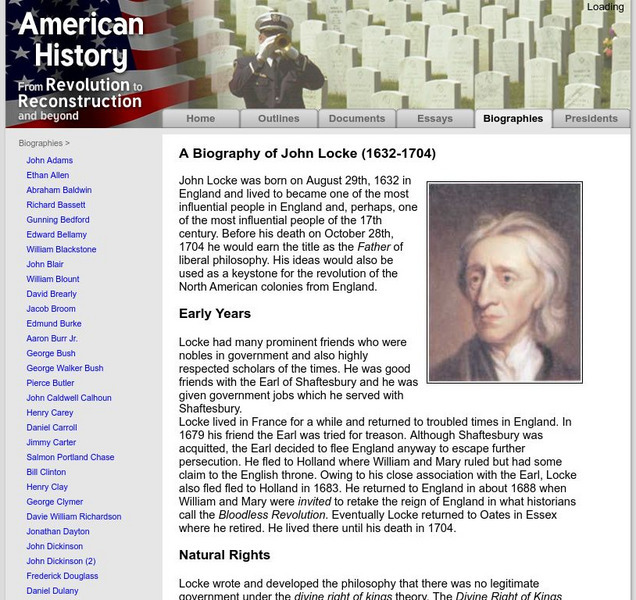 American History: Biographies: John Locke Activity American History: Biographies: John Locke Activity