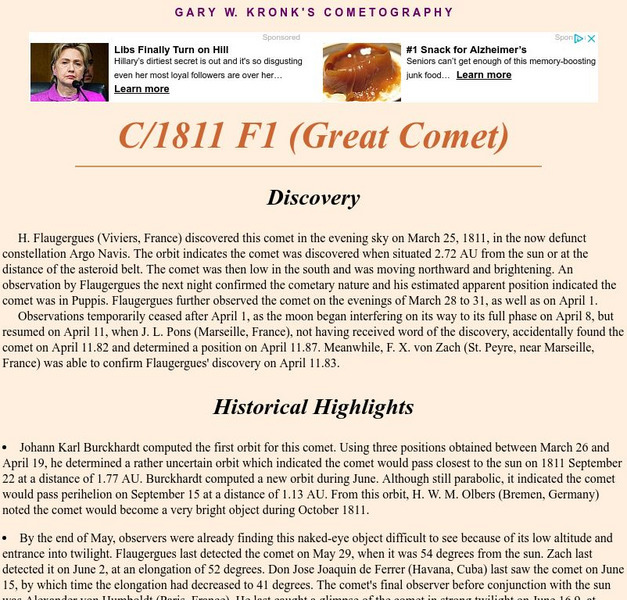 Cometography.com: C/1811 F1 (Great Comet) Article Cometography.com: C/1811 F1 (Great Comet) Article