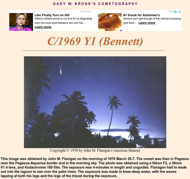 Cometography.com: C/1969 Y1 (Bennett) Handout Cometography.com: C/1969 Y1 (Bennett) Handout