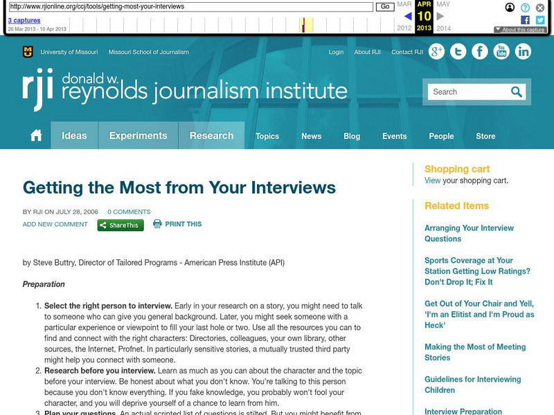 University of Missouri: Getting the Most From Your Interviews Handout University of Missouri: Getting the Most From Your Interviews Handout