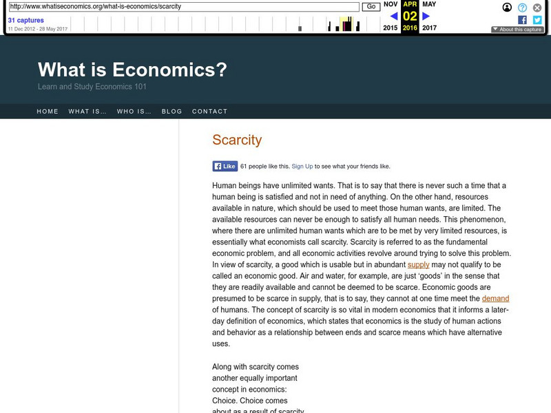 Whatiseconomics.org: Economic Scarcity Website Whatiseconomics.org: Economic Scarcity Website