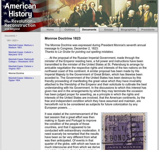 American History: Documents: Monroe Doctrine 1823 Primary American History: Documents: Monroe Doctrine 1823 Primary