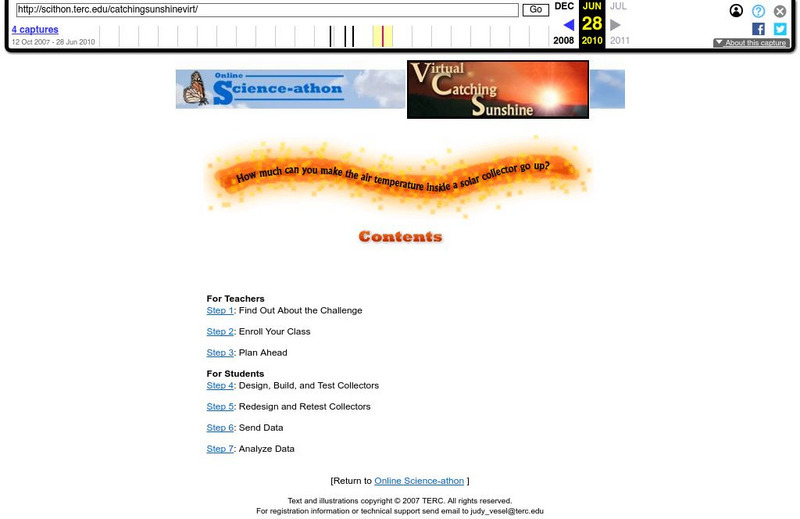 Terc: Catching Sunshine Activity Terc: Catching Sunshine Activity