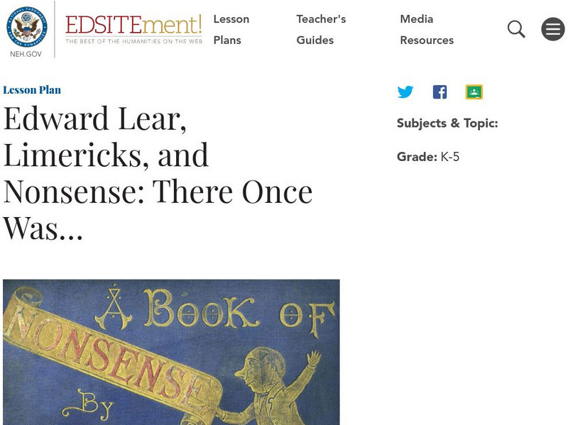 Neh: Edsit Ement: There Once Was... Lesson Plan Neh: Edsit Ement: There Once Was... Lesson Plan