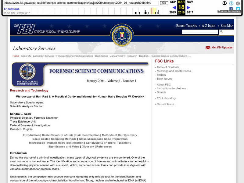 Federal Bureau of Investigation: Practical Guide for Human Hairs Handout Federal Bureau of Investigation: Practical Guide for Human Hairs Handout