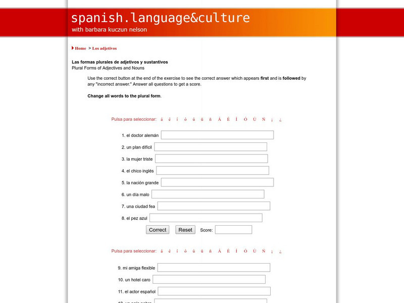 Spanish Language & Culture: Las Formas Plurales De Adjetivos Activity Spanish Language & Culture: Las Formas Plurales De Adjetivos Activity