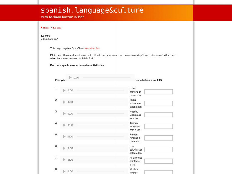 Spanish Language & Culture: A Que Hora? #3 Unit Plan Spanish Language & Culture: A Que Hora? #3 Unit Plan